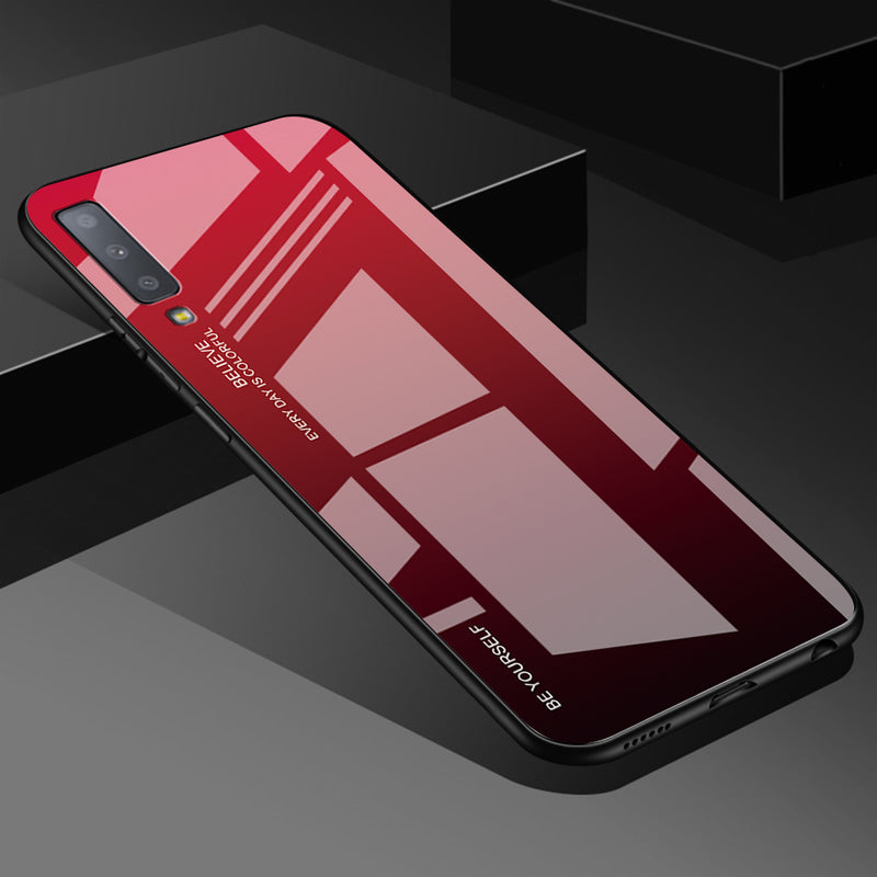 Bakeey Gradient Tempered Glass Protective Case For Samsung Galaxy A7 2018 Scratch Resistant Back Cover