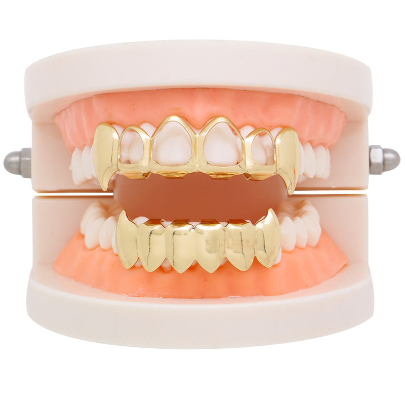 4 Colors Hiphop Grillz Hip Hop Gold Braces Teeth Jewelry Set