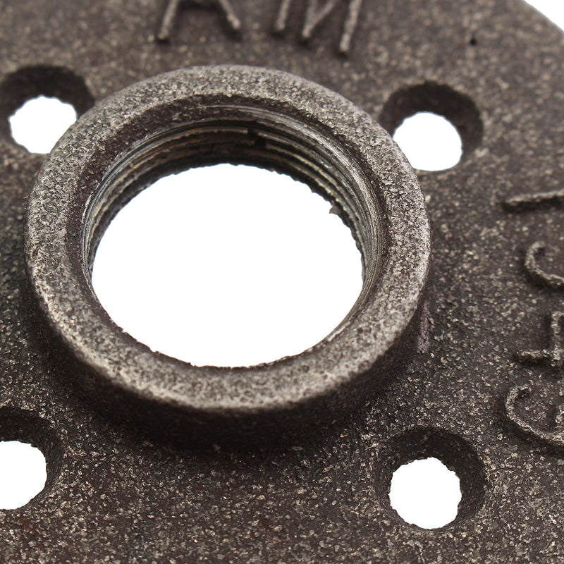 2pcs 3/4 Inch Black Malleable Iron Floor Flange Fitting Pipe NPT Antique Wall Flange Seat