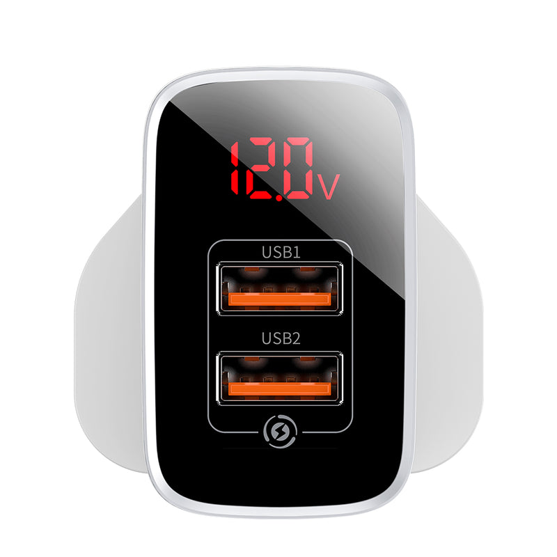 Baseus Mirror Lake Dual USB QC Digital Display Quick UK Charger for iPhone 11 Pro XR X