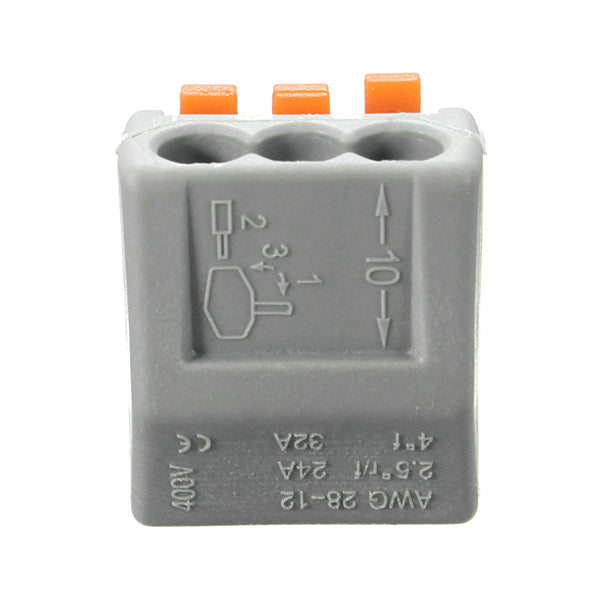 Excellway ET25 2/3/5 Pins Spring Terminal Block 5Pcs Electric Cable Wire Connector