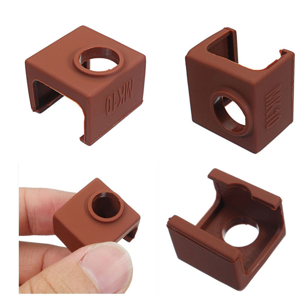 3pcs MK10 Coffee Color Silicone Protective Case For Heating Aluminum Block 3D Printer Part Hotend