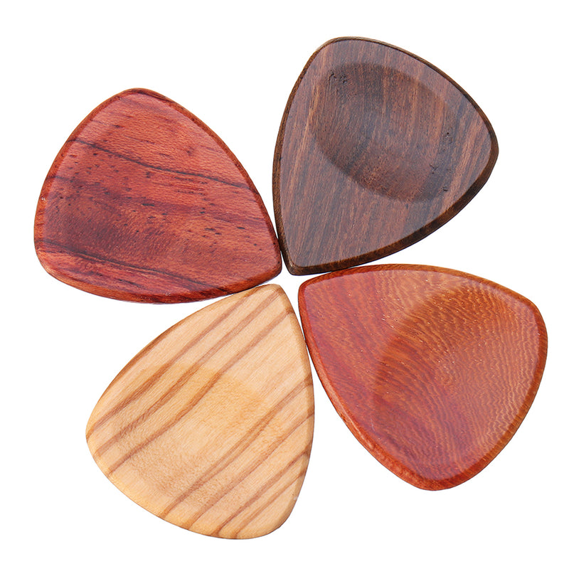 4Pcs Wooden Plectrums Guitar Picks with Box for Guitar Bass Banjo Instrument