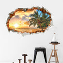 Miico Creative 3D Sunshine Beach Broken Wall Removable Home Room Decorative Wall Door Decor Sticker