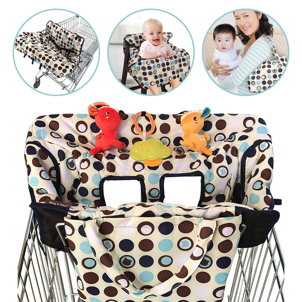 Baby Kids Shopping Cart Cover Cushion 2-in-1 High Chair Cover Machine Washable Folds Into Compact Carry Bag for Boy or Girl
