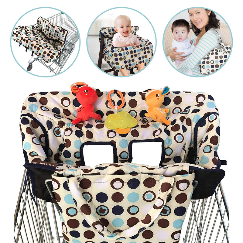Baby Kids Shopping Cart Cover Cushion 2-in-1 High Chair Cover Machine Washable Folds Into Compact Carry Bag for Boy or Girl