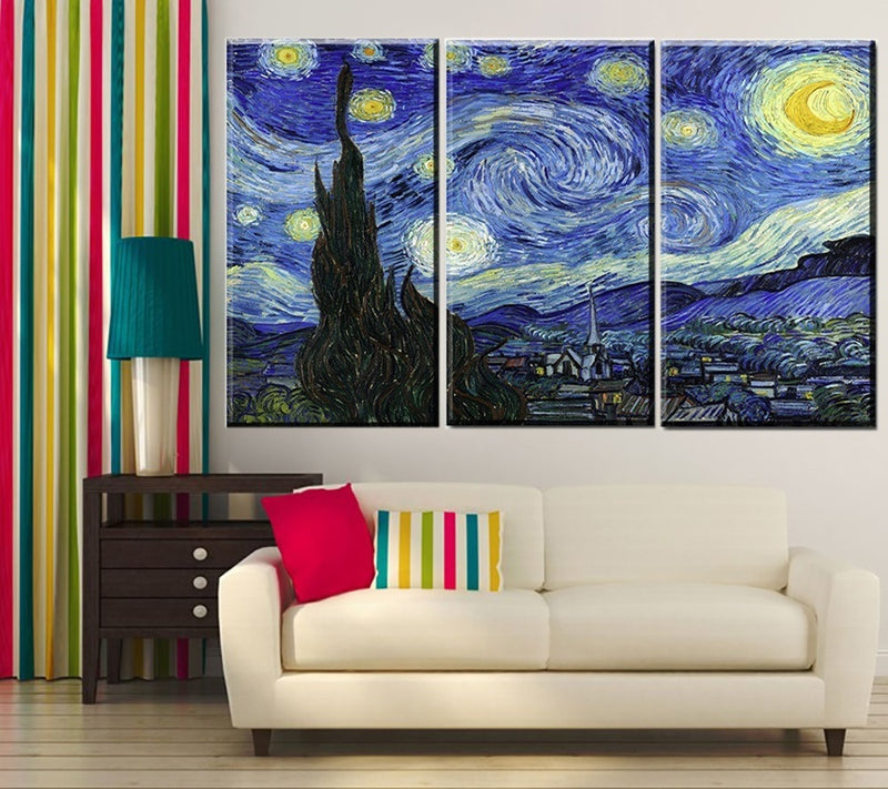 3Pcs Starry Night Waterproof Picture Canvas Paint Wall Art Poster Home Decorations