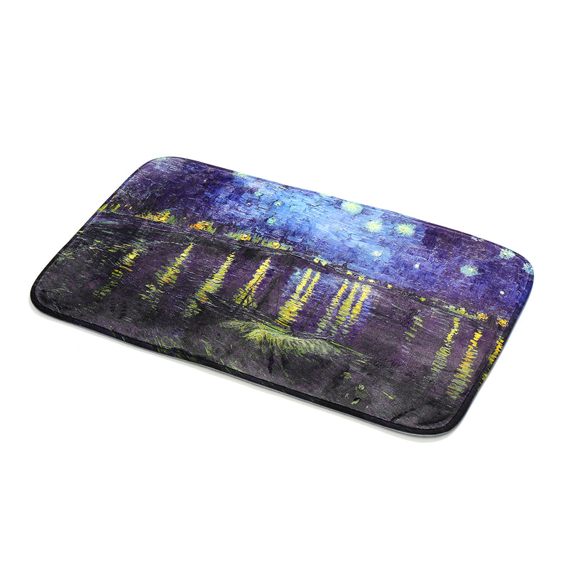 180x180cm Rhone River Night Bathroom Shower Curtains Lid Toilet Cover Mat Rug Set