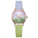 SHENGKE SK K8029 Fashion Color Gradient Leather Strap Luxury Women Crystal Dial Quartz Watch