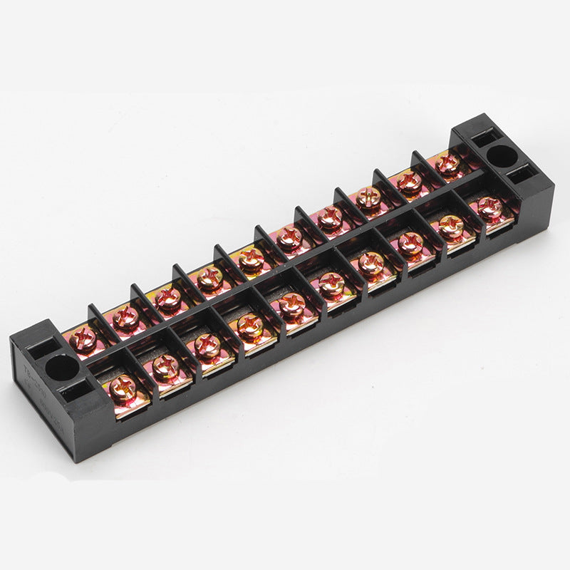600V 45A 4/5/6/10/12 Poles Electrical Fixed Terminal Block Connector Plastic Insulating Cover