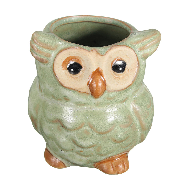 Garden Ceramic Owl Mini Flower Pot Succulent Plants Planters Office Desk Decor