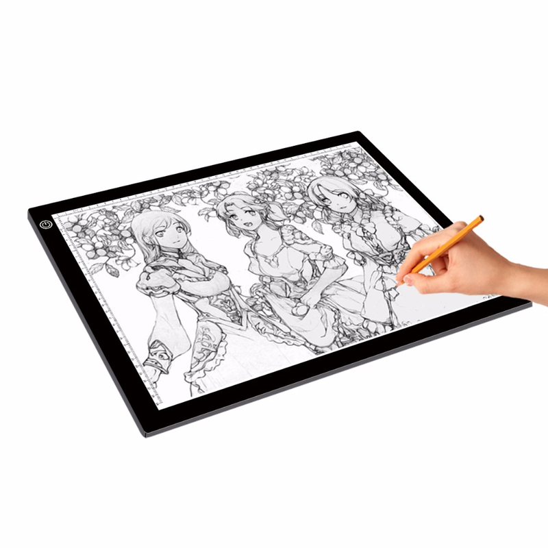 Elice A3 Portable USB LED Sketch Drawing Board Touch Dimmable Tracing Copy Board Table Light Pad with Three-gear LED Light