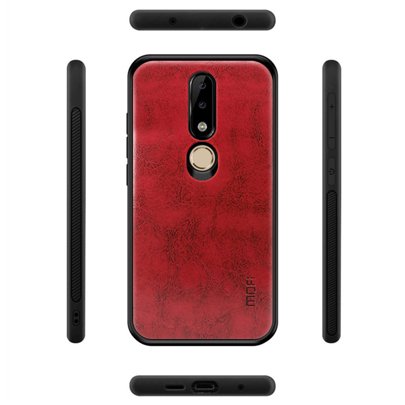 Mofi Shockproof PU Leather Pattern Soft TPU Back Cover Protective Case for Nokia X6 / 6.1 Plus