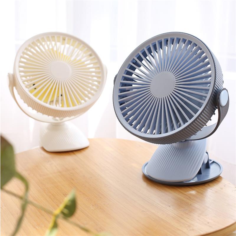 Well Star WT-F15 Portable Clip Fan 360 Degrees Rotation USB Mini Stripe Fan Rechargeable Air Cooling Fan Clip Desktop Fan Dual Use Portable Home Student Office Fan