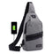 Men USB Port Casual Canvas Sport Outdoor Chest Bag Crossbody Bag with USB Cable