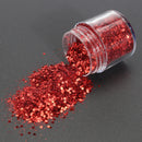 Red Nail Art Glitter Powder Sequins Decoration Tips 3D Mixed Dust