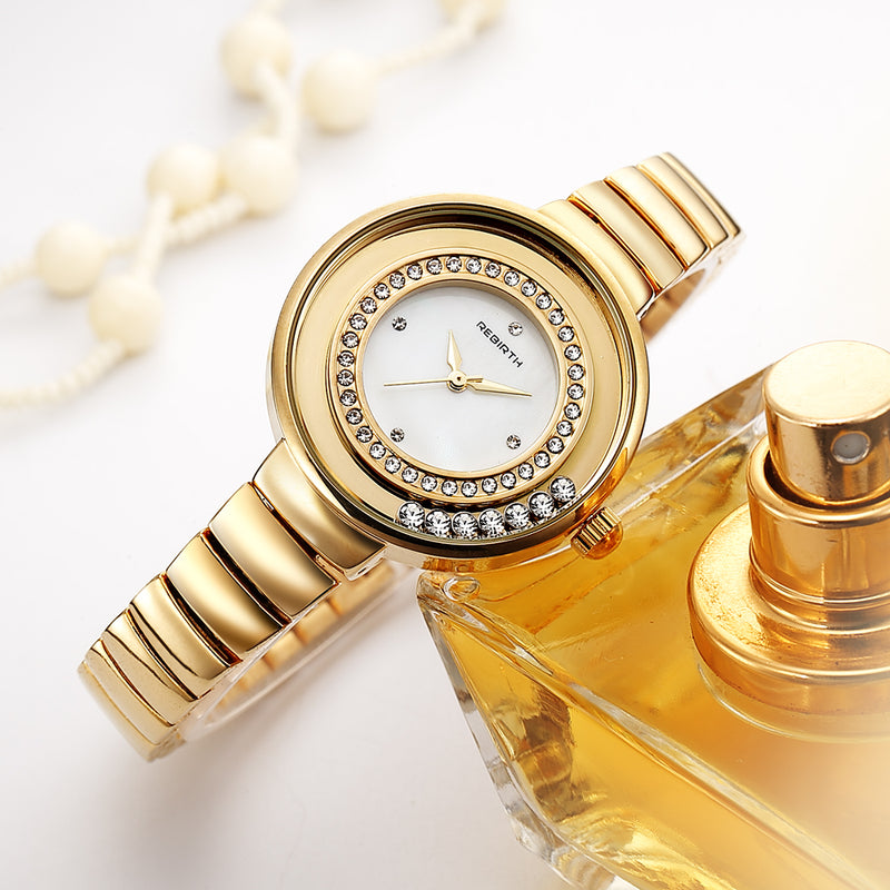 REBIRTH RE083 Crystal Shining Women Wrist Watch Stainless Steel Strap Quartz Watches