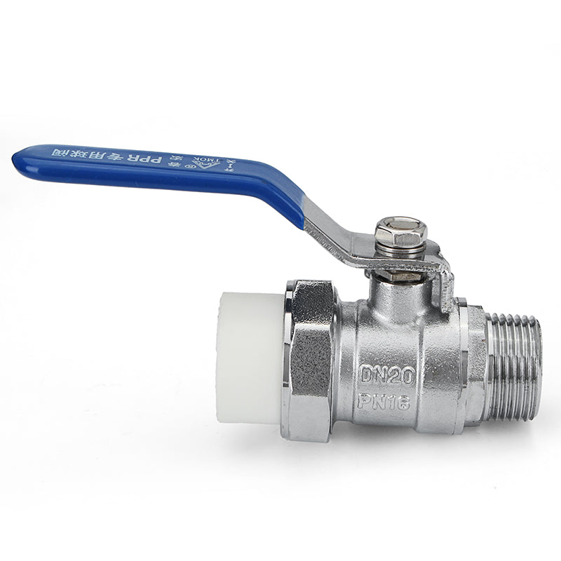 TMOK 1/2" 3/4" External Wire Manual PPR Brass Ball Valve Nickel Handle PPR Male Thread Valves
