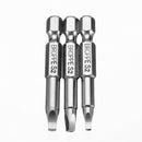 BROPPE 3Pcs 50mm S1-S3 Magnetic Square Head Screwdriver Bits 1/4 Inch Hex Shank
