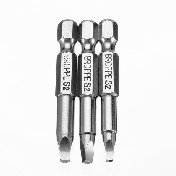 BROPPE 3Pcs 50mm S1-S3 Magnetic Square Head Screwdriver Bits 1/4 Inch Hex Shank