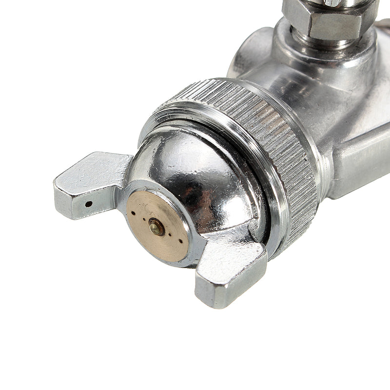 400ML Suction Feed Paint Gravity Spray Sprayer 1/4" Air Hose Fitting Heavy Duty Gravity Feed Dual Action Spray G un Kit Nail Tool (Color: Silver)