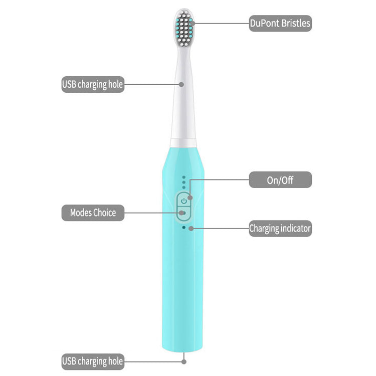 3 Brush Modes Essence Sonic Electric Wireless USB Rechargeable Toothbrush IPX7 Waterproof