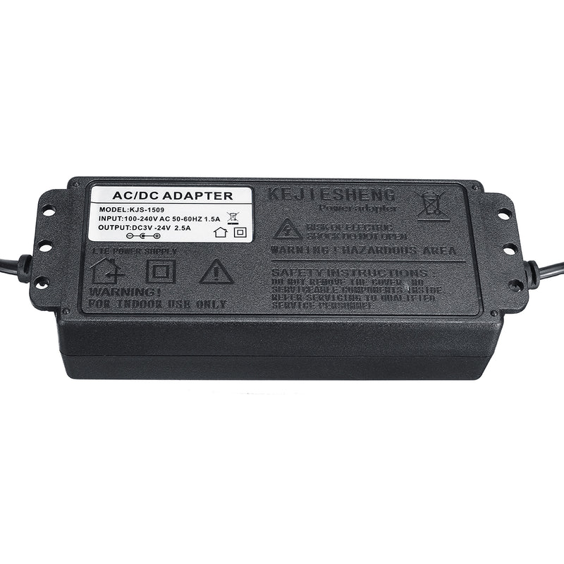 DC 3V-24V 2.5A 60W AC/DC Adapter Switching Power Supply Adjustable Power Adapter W/ Display Screen