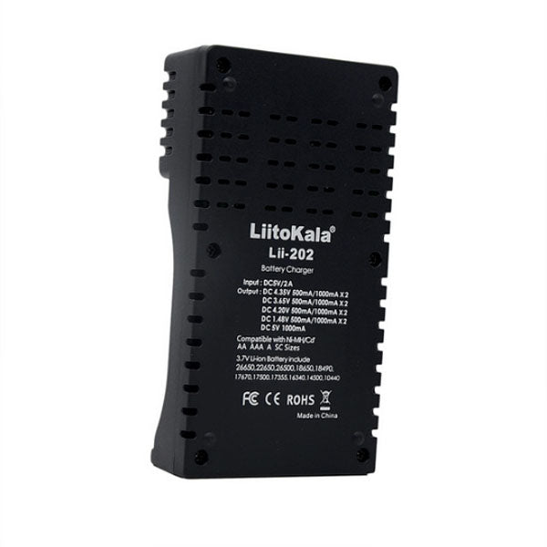 liitokala lii-202 5V 2A 18650/26650/16340/14500 Micro USB Battery Charger