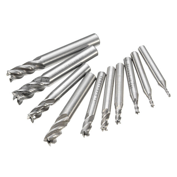 10pcs 2-10mm 4 Flute Milling Cutter HSS-Al  End Mill Cutter CNC Tool