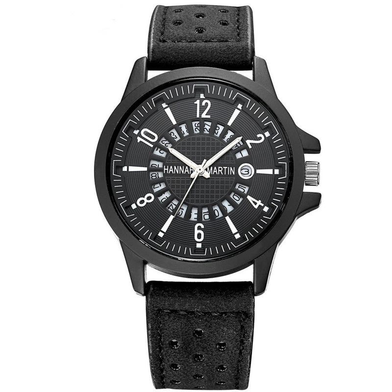 HANNAH MARTIN 1601 Men Wrist Watch Genuine Leather Strap Creative Watch