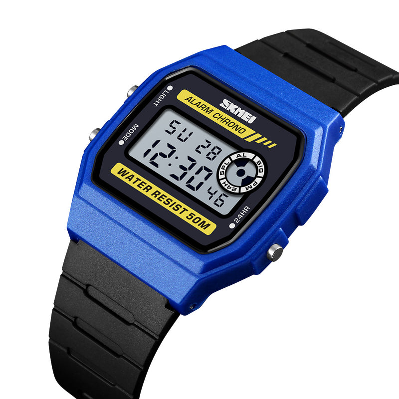 SKMEI 1413 LED Digital Watch Waterproof Chronograph Square Dial Student Watches