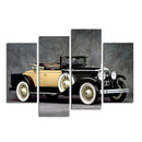 Miico Hand Painted Four Combination Decorative Paintings Retro Yellow Car Wall Art For Home Decoration