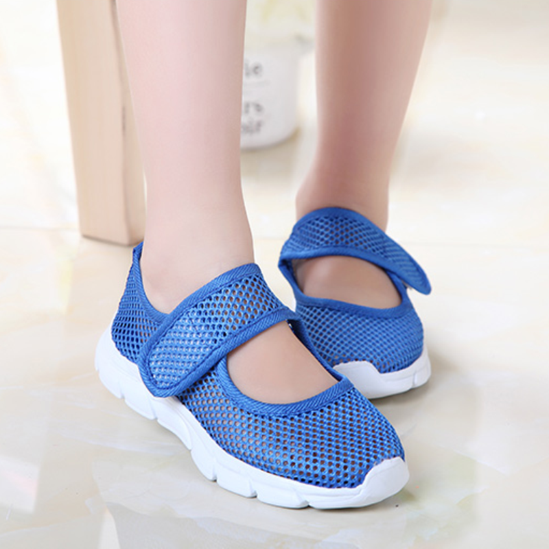 Girls Mesh Breathable Pure Color Hook Loop Casual Kids Shoes