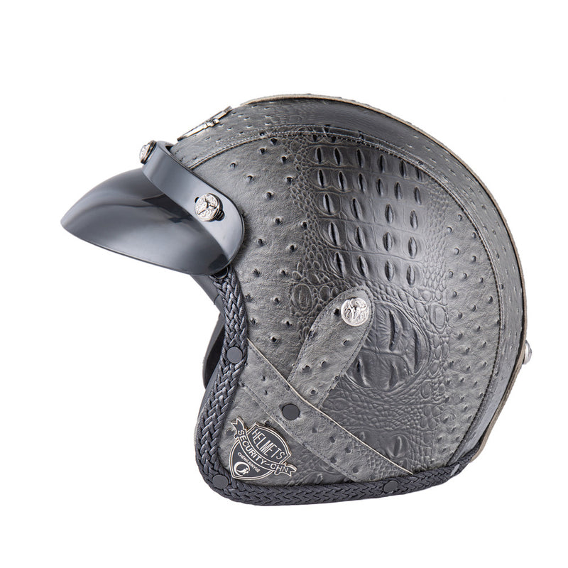 BYB Retro Chopper Motocross Motorcycle PU Leather Half Face Helmet