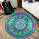 Green Blue Bohemia Mandala Pattern Carpet Soft Round Floor Mat Carpet Kids Play Mat