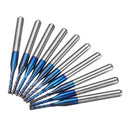 Drillpro 10pcs 2.2/2.4/2.5/3.0mm Blue NACO Coated PCB Bit Carbide Engraving Milling Cutter For CNC Tool Rotary Burrs