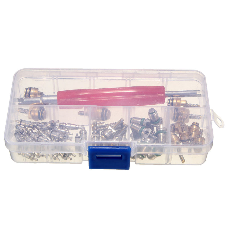 50Pcs A/C Automotive Car Maintenance Air Conditioning Valve Core + Remover Tools Kit