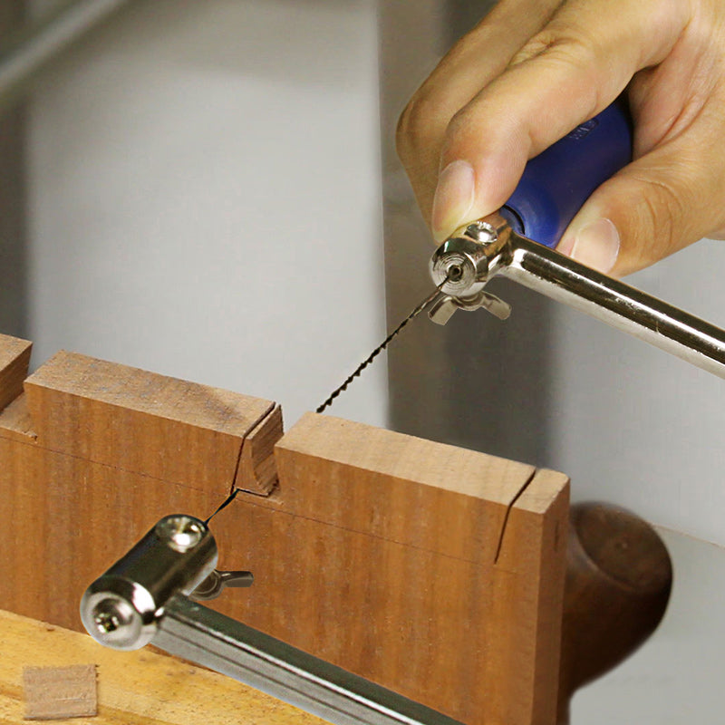 4inch Multifunction Fretsaw Hand Coping Saw Jig Saws Frame Hobby Woodworking Tools with 3Pcs Spiral Blades