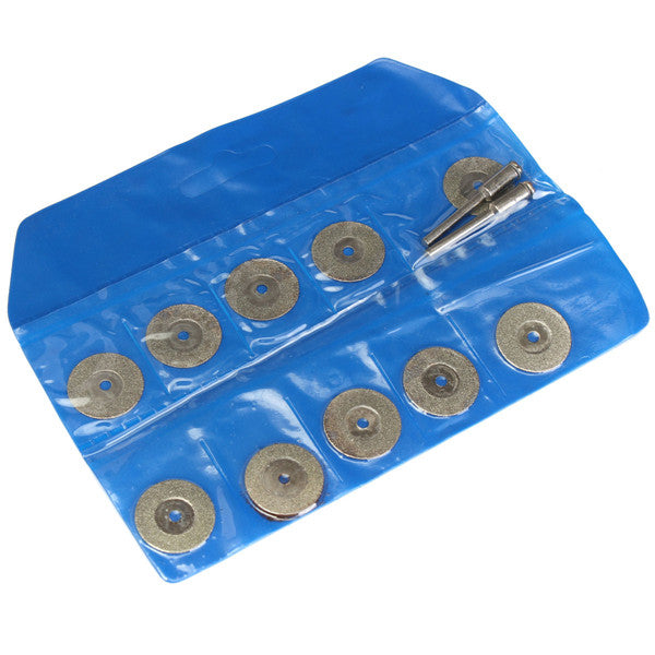 10pcs 20mm Emery Diamond Coated Double Side Cutting Disc with 2 Joint Lever