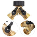 3/4 Inch 2 Way Brass Hose Faucet Manifold Garden Tap Splitter Water Segregator Pipe Divider Switcher Control Shut Off Valve Y-Type Ball Valve
