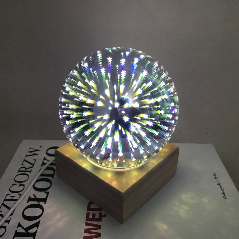 Novelty 3D Magic Glass Ball Sphere Fairy Tale Starry Sky Romantic Fireworks Light Table Lamp