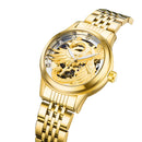 TEVISE 9006 Mechanical Watch Men Women Hollow Dragon Phoenix Pattern Watch Stainless Steel Watch