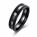 Gold Black Stripe Stainless Steel Couple Ring Women Jewelry Birthday Dating Gift