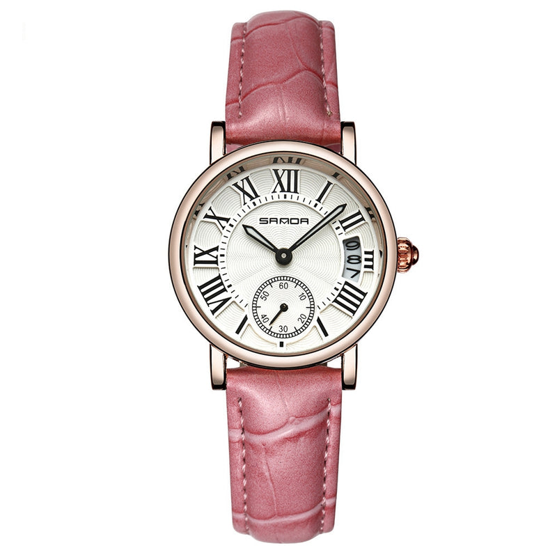 SANDA P206 Leather Women Fashion Style Lady Dress Quartz Watch