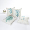Blue Sea House Starfish Cotton Linen Cushion Cover Square Soft Decorative Pillow Case