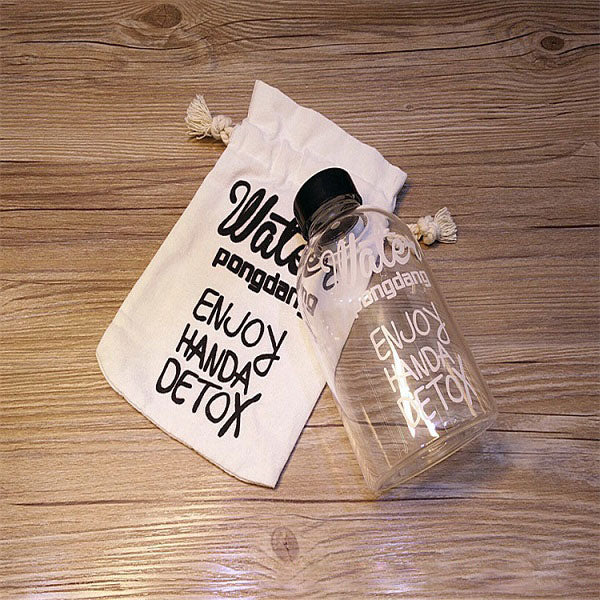 Creative 1L High Capacity Water Glass Drinkware Transparent  Water Bottle with a Bag