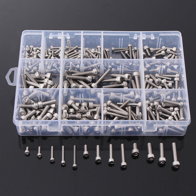 Suleve M3SSH2 M3/M4/M5 A2 Stainless Steel Hex Allen Socket Cap Screws Bolts Assorted Kit 270Pcs