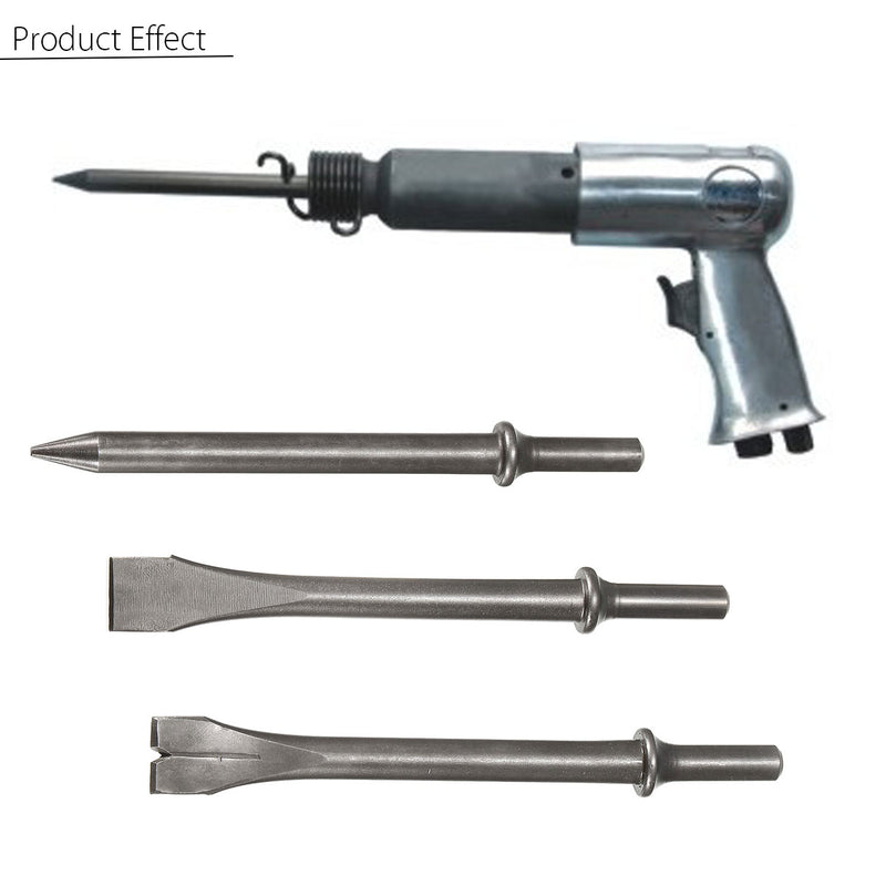 3 Pcs 7'' Length Air Hammers Punch Chipping Chisel Set Round Bar Tool Accessory
