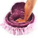 Luxury Princess Cat Bed Puppy Bed Sofa Purple Pink Lace Cat House Small Dog Kennel Warm Soft Pet Bed