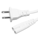 1.5m AC US C8 Plug Power Supply Adapter Cord Cable PVC White Power Adapter Connector Line